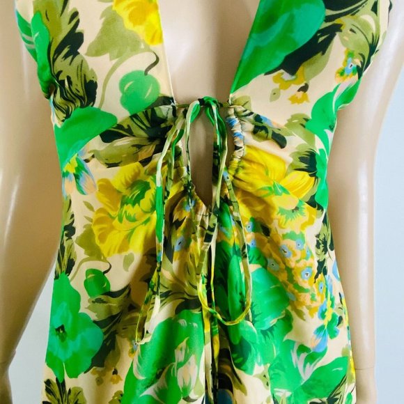 Astr Dress Aneira Green Yellow Blue Floral Tiered Ruffled Women's XL Maxi Dress - Picture 4 of 16